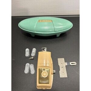 Vintage 1960 Singer Buttonholer Green Clamshell Case Four Sizes